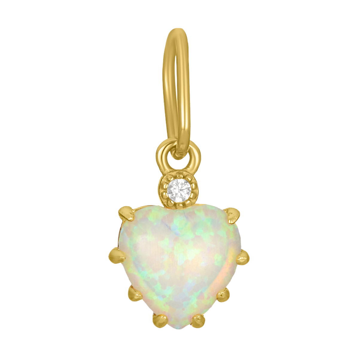OPAL HEART CHARM - GOLD