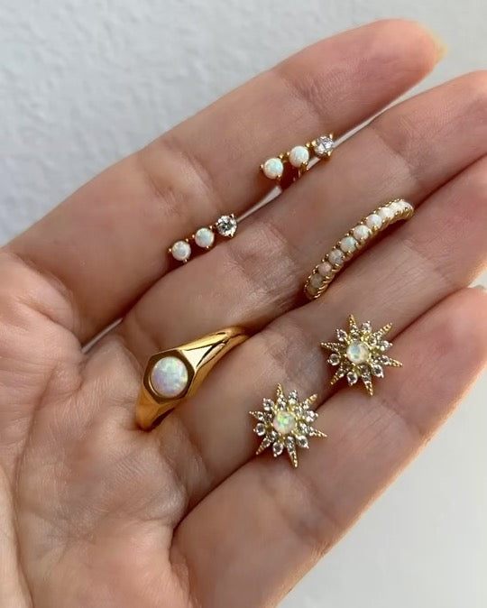 OPAL STARBURST STUDS GOLD