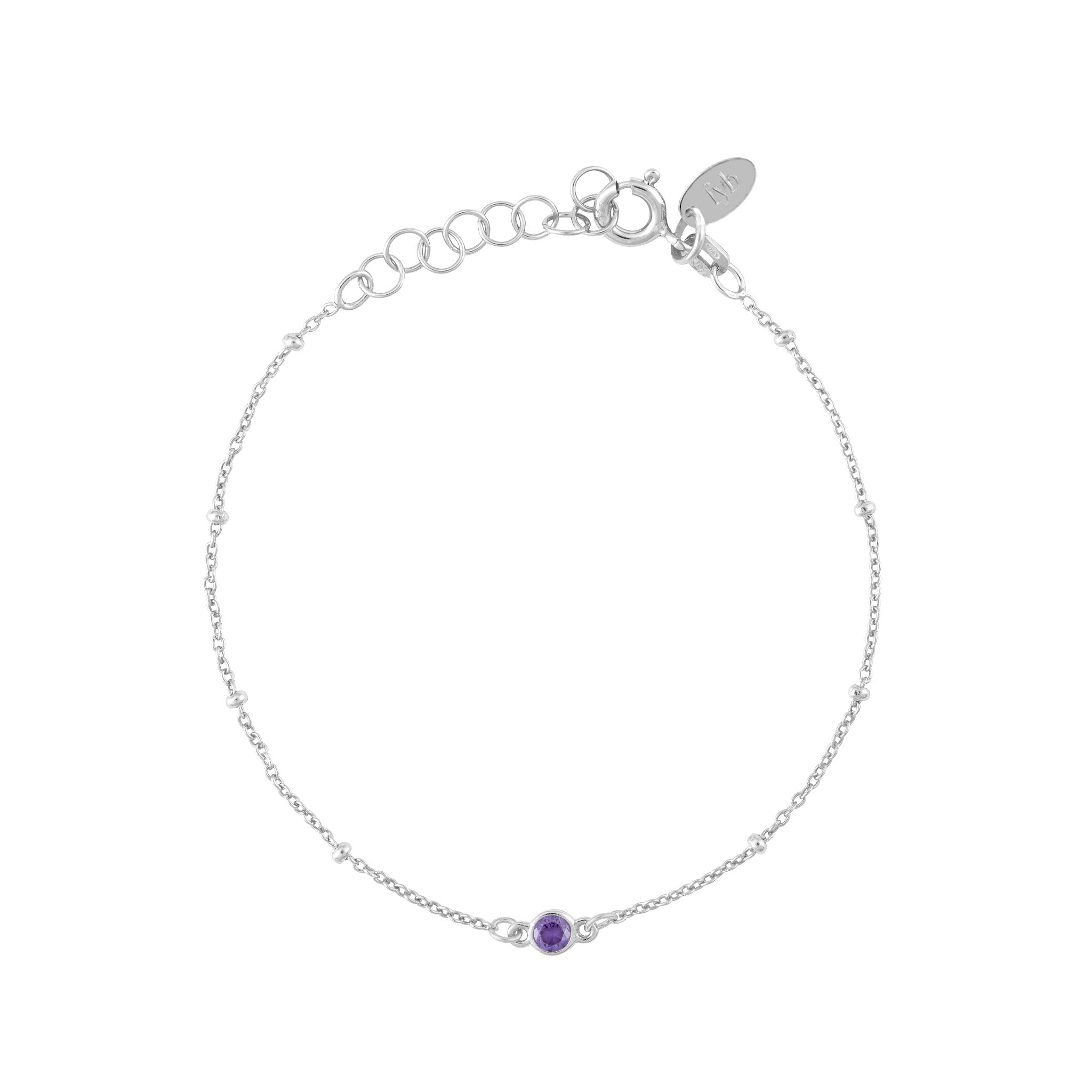 FEBRUARY BIRTHSTONE BRACELET SILVER