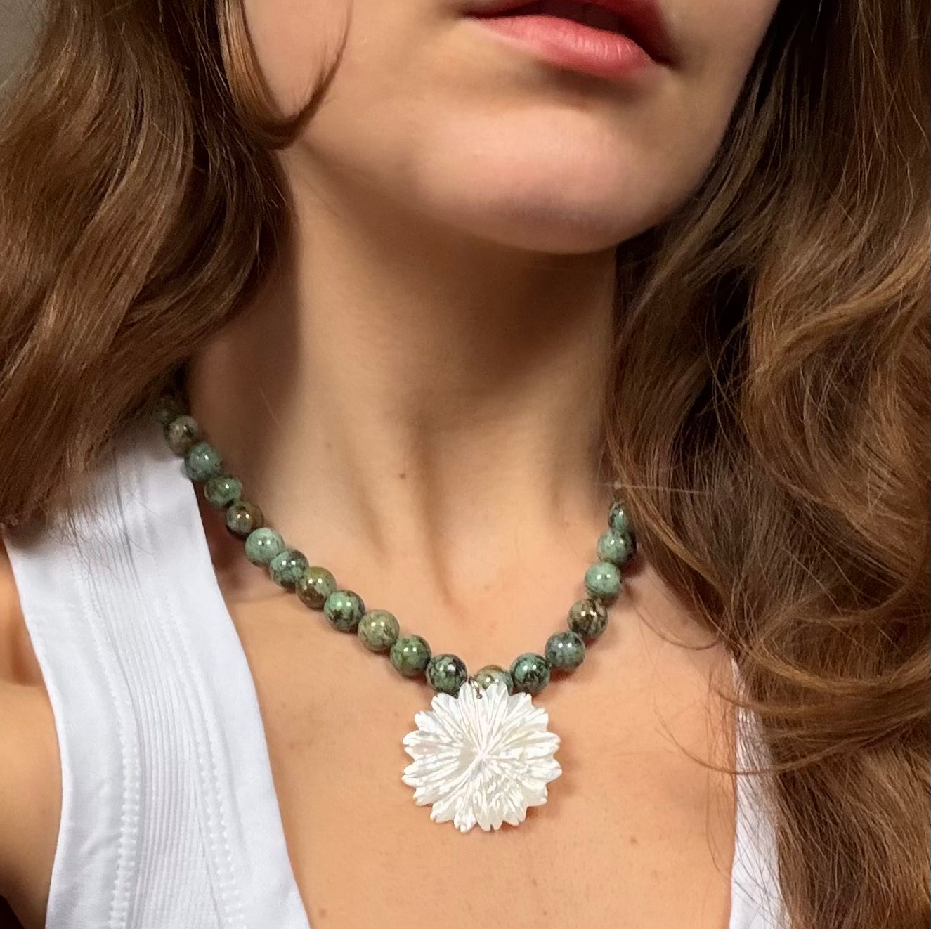 MARTHA FLOWER NECKLACE TURQUOISE