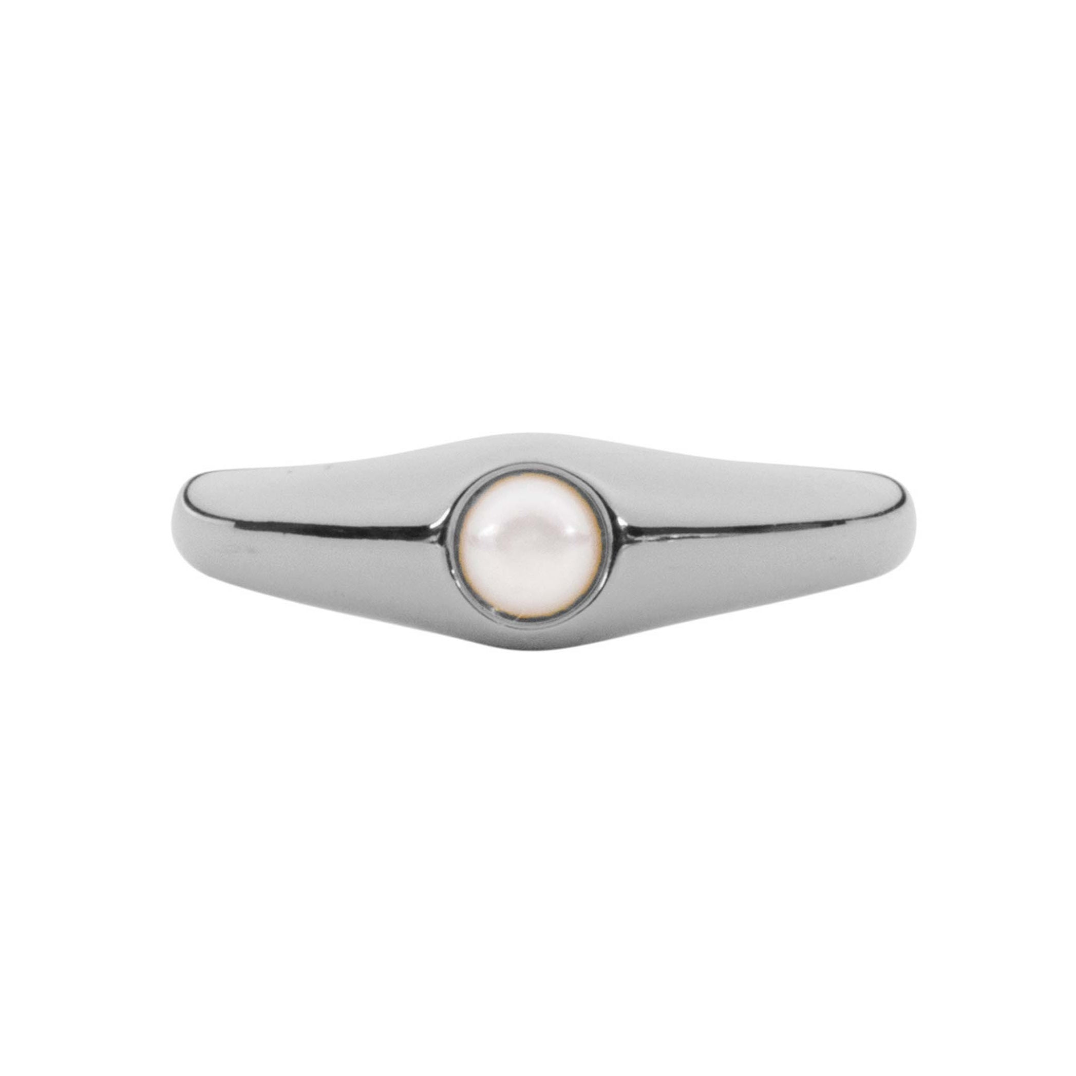 PEARL SIGNET RING SILVER