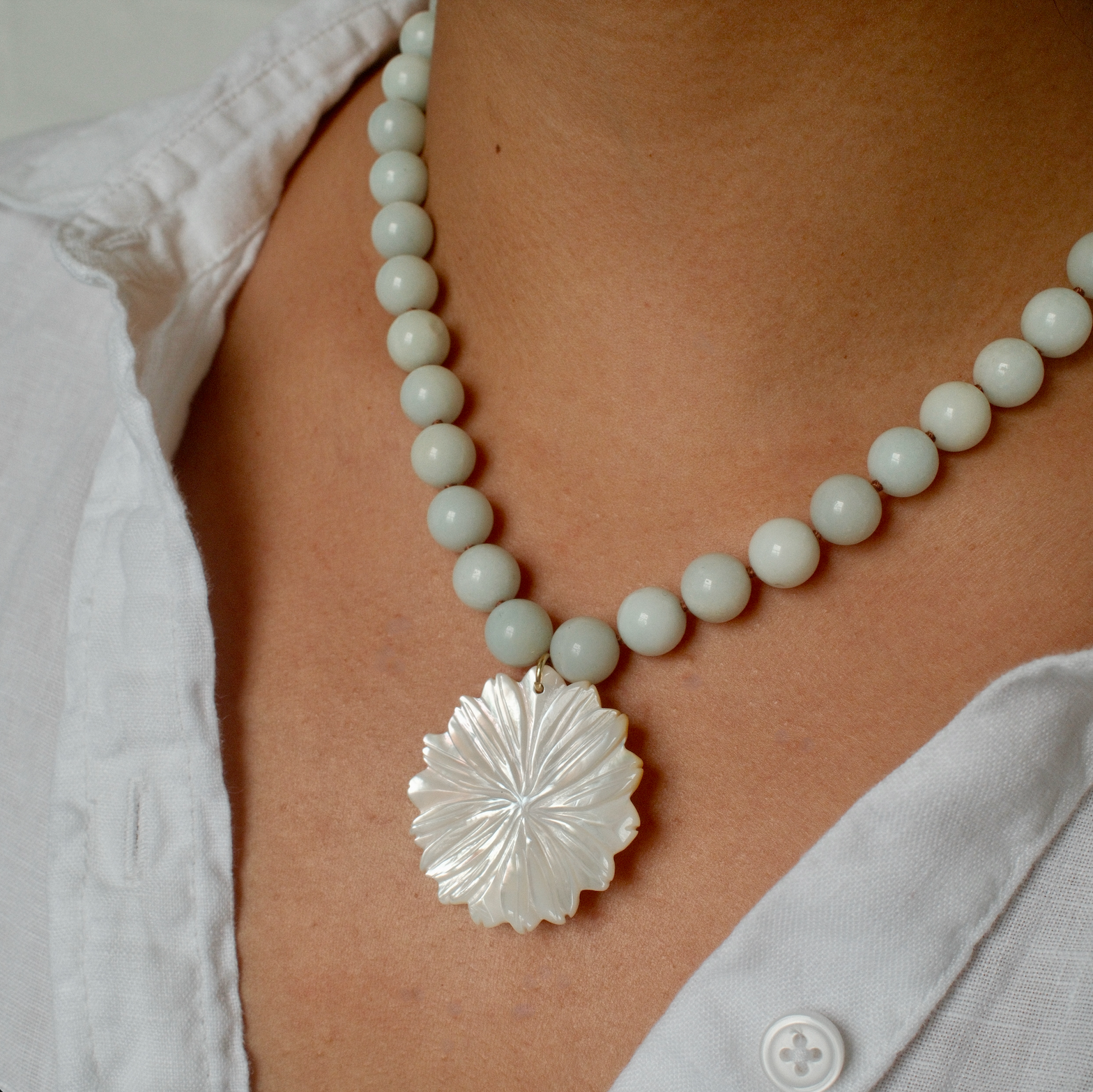 MARTHA FLOWER NECKLACE AMAZONITE
