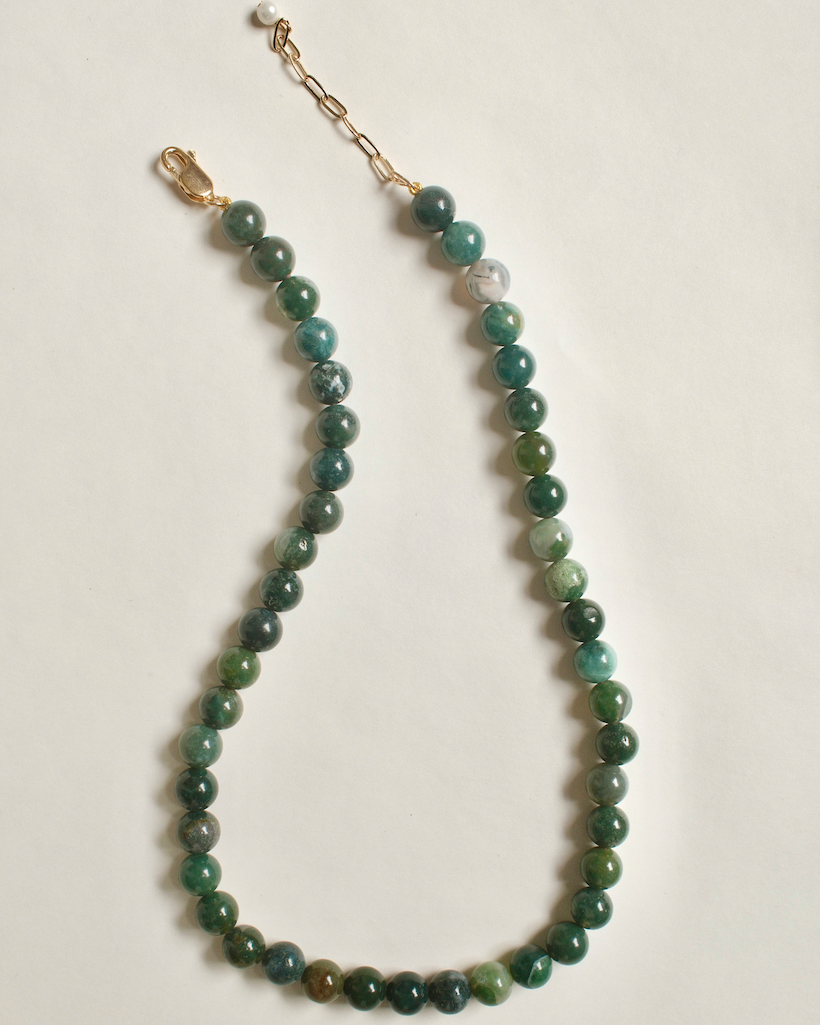 PETITE PALOMA NECKLACE MOSS AGATE