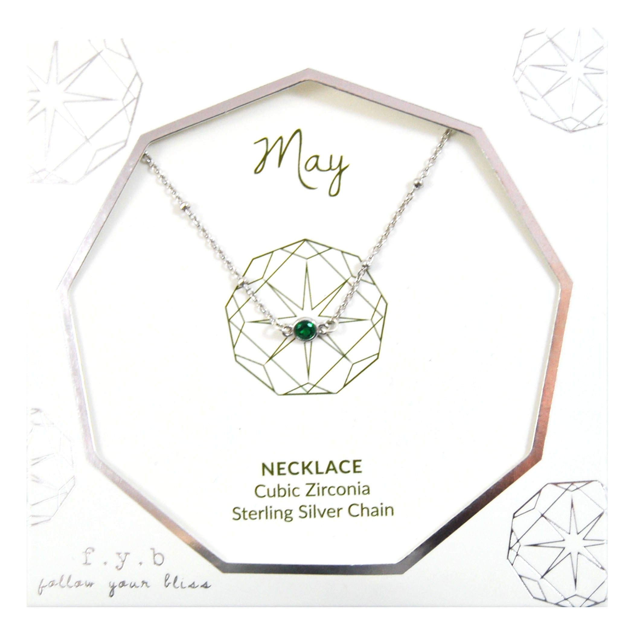 MAY BIRTHSTONE NECKLACE SILVER