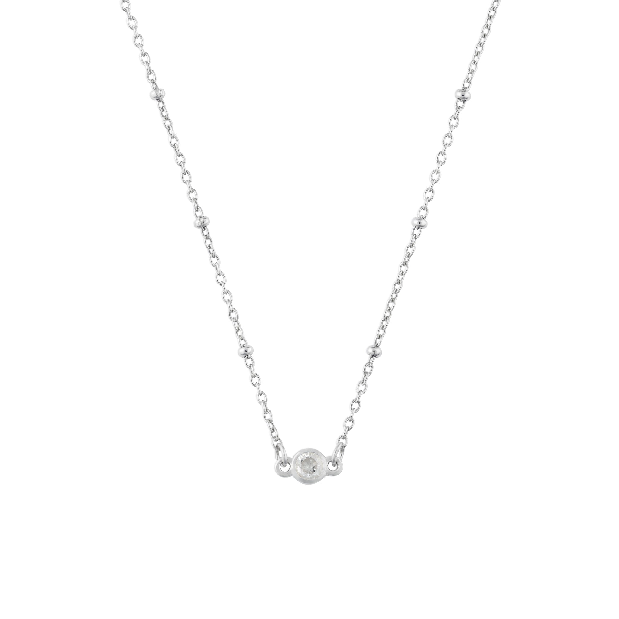 APRIL BIRTHSTONE NECKLACE SILVER
