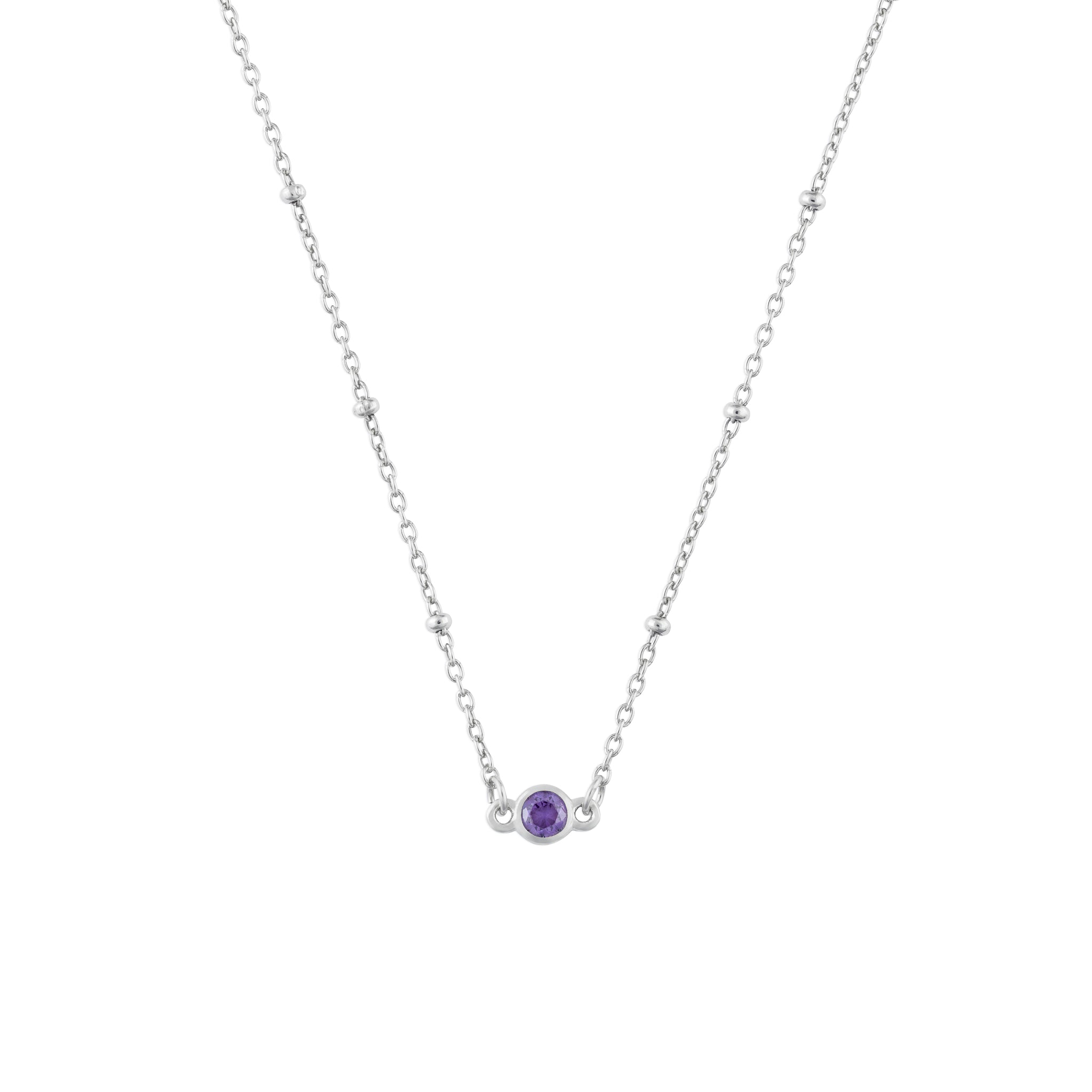 FEBRUARY BIRTHSTONE NECKLACE SILVER