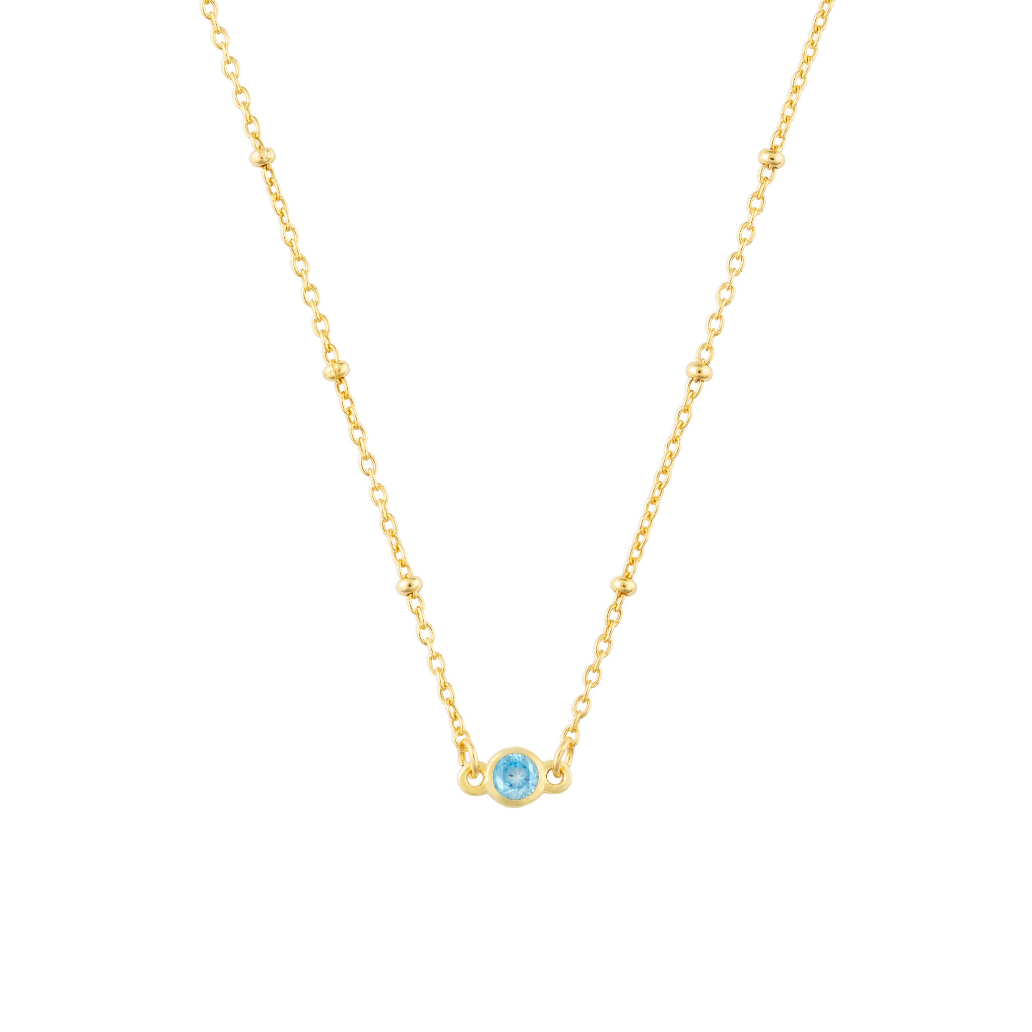 MARCH BIRTHSTONE NECKLACE GOLD