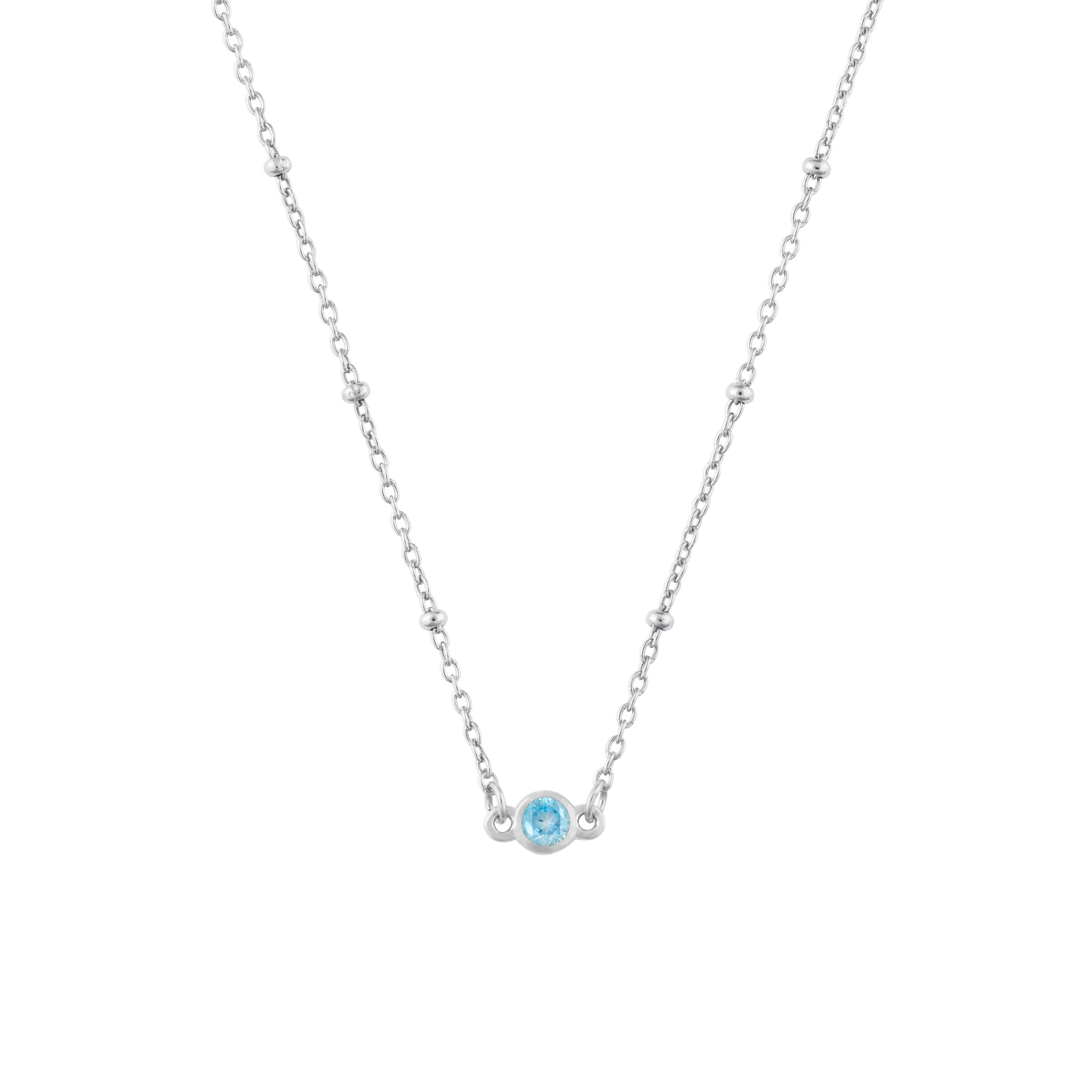 MARCH BIRTHSTONE NECKLACE SILVER