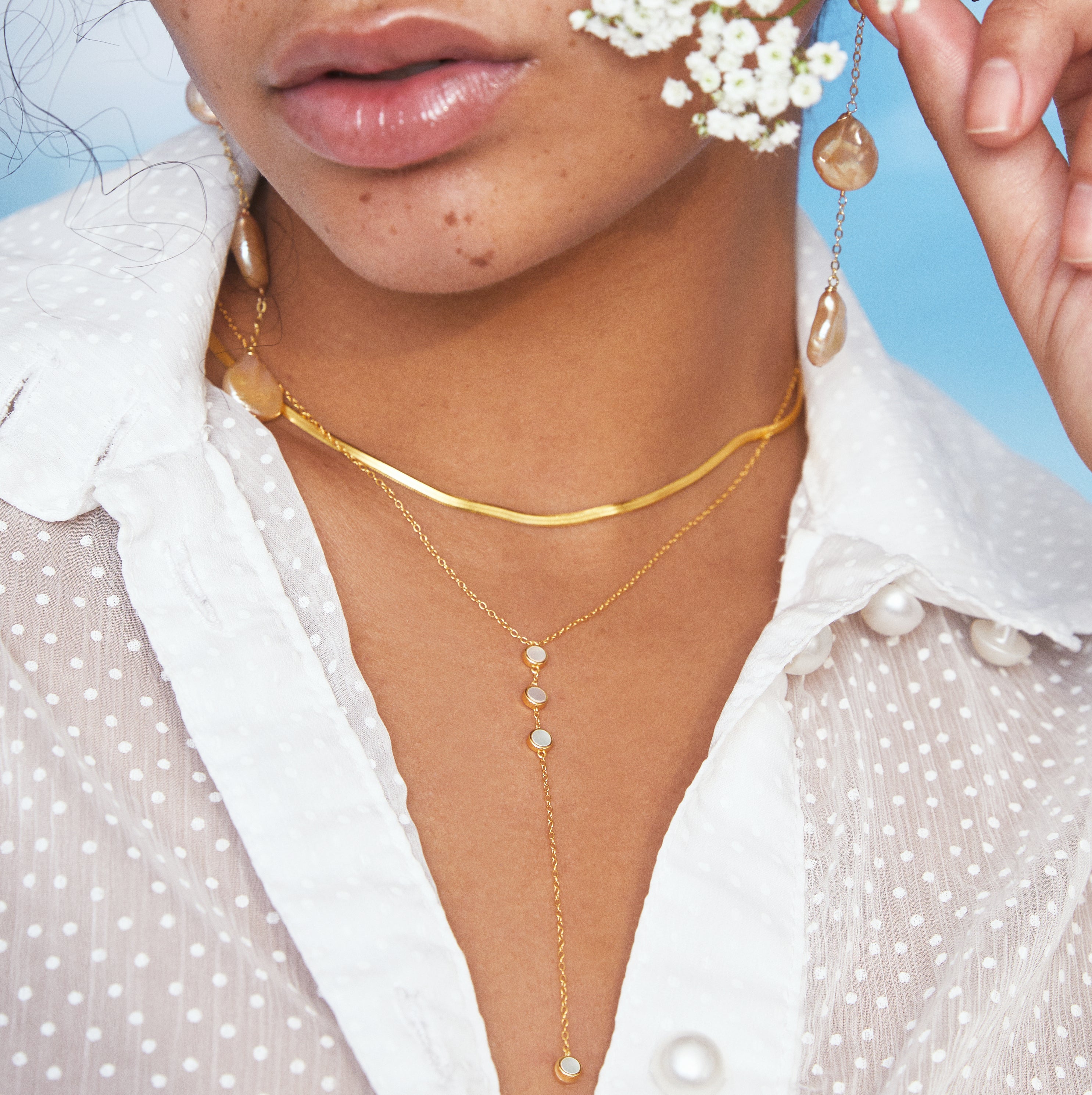 REN LARIAT NECKLACE GOLD