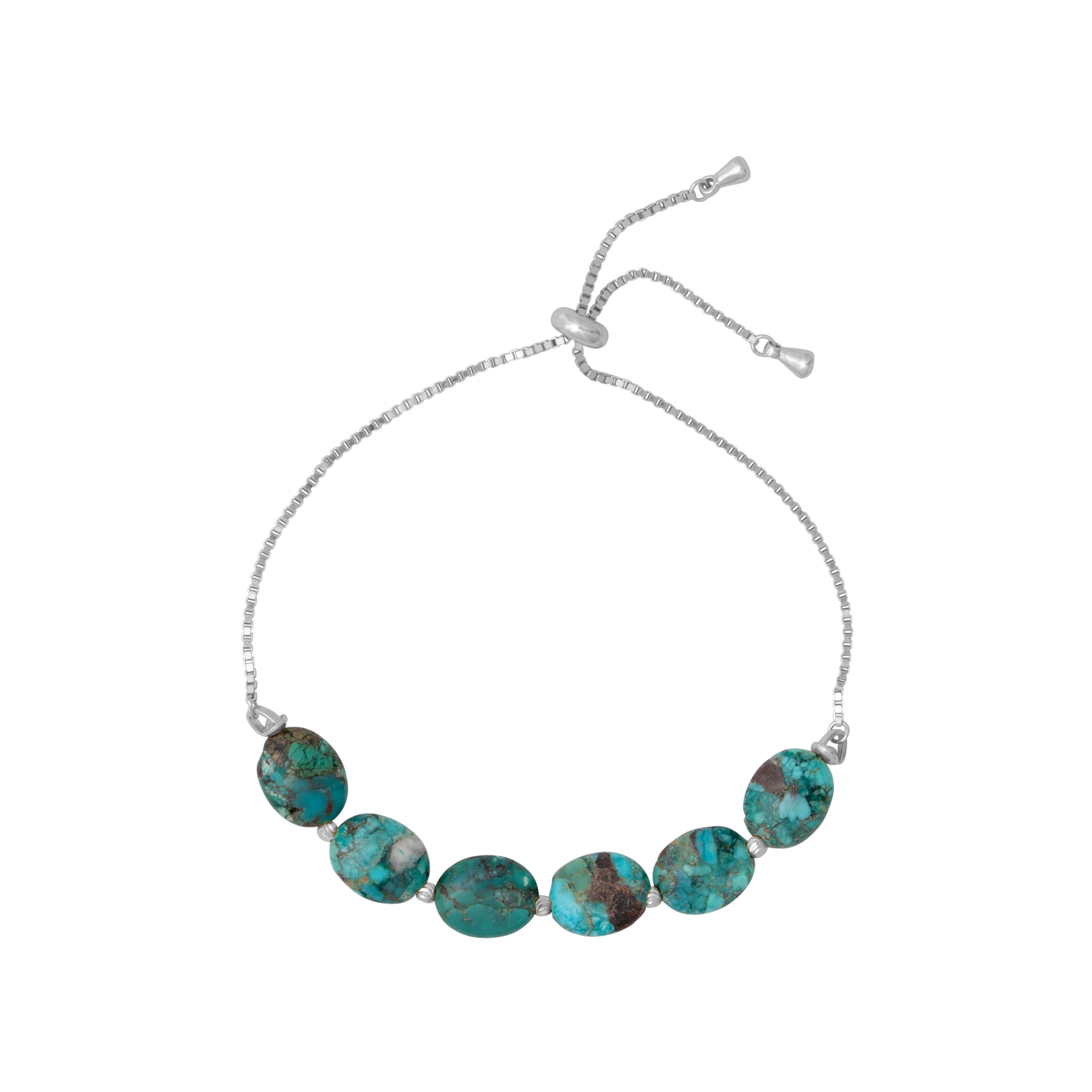 LUCIA TURQUOISE PULL TIE BRACELET SILVER