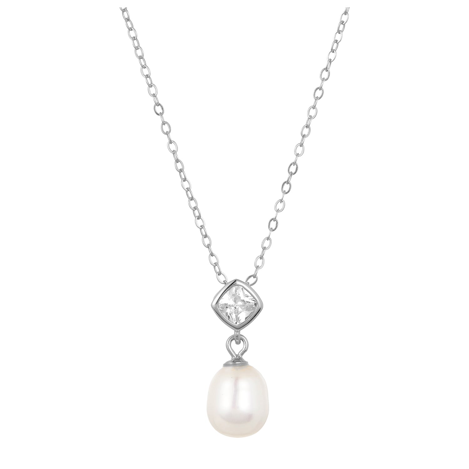 MAE PEARL NECKLACE SILVER