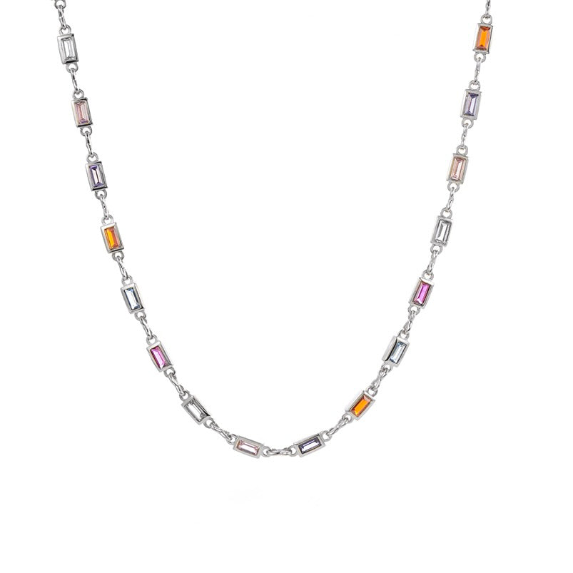 RILEY RAINBOW CHAIN NECKLACE SILVER