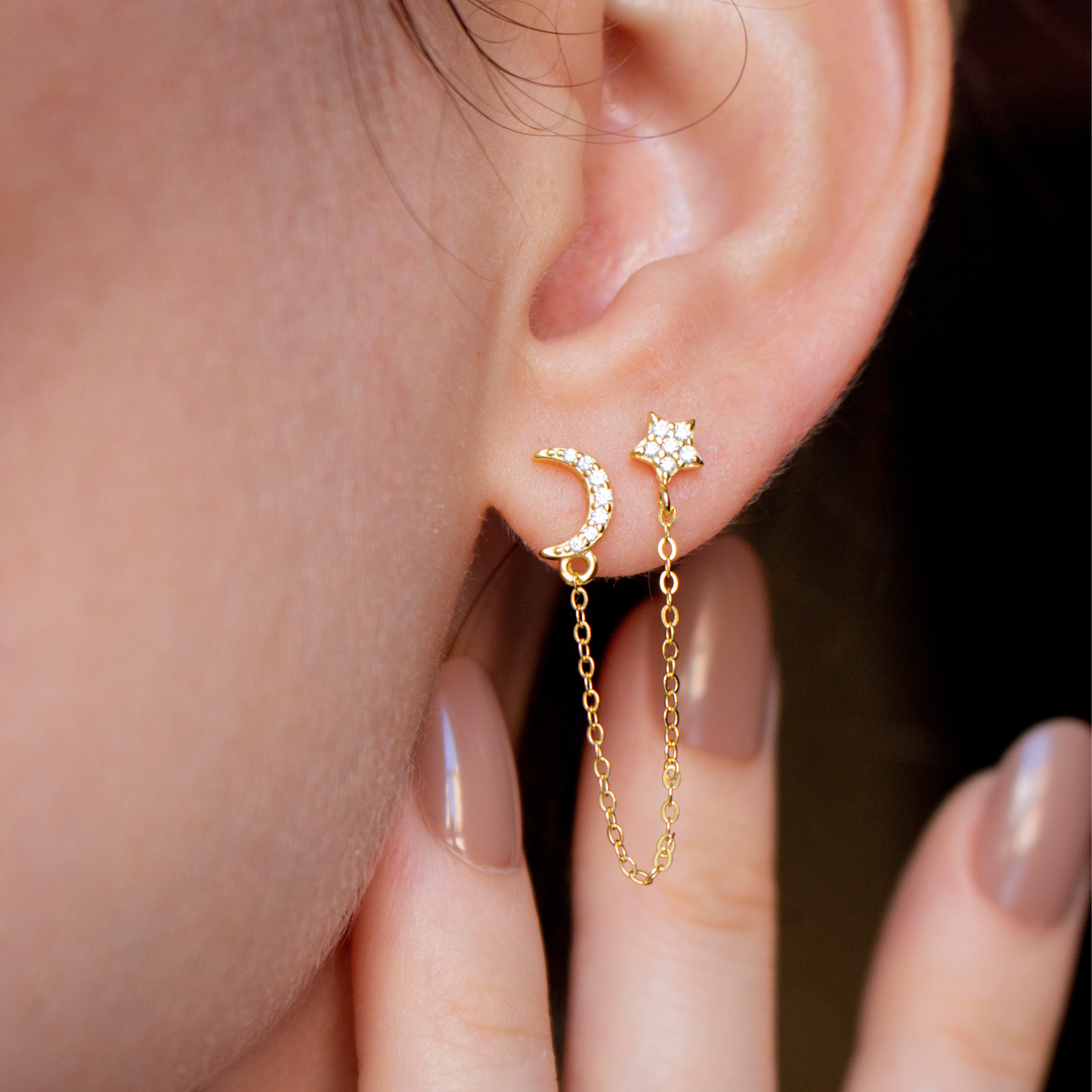 DREAMER CHAIN STUDS GOLD