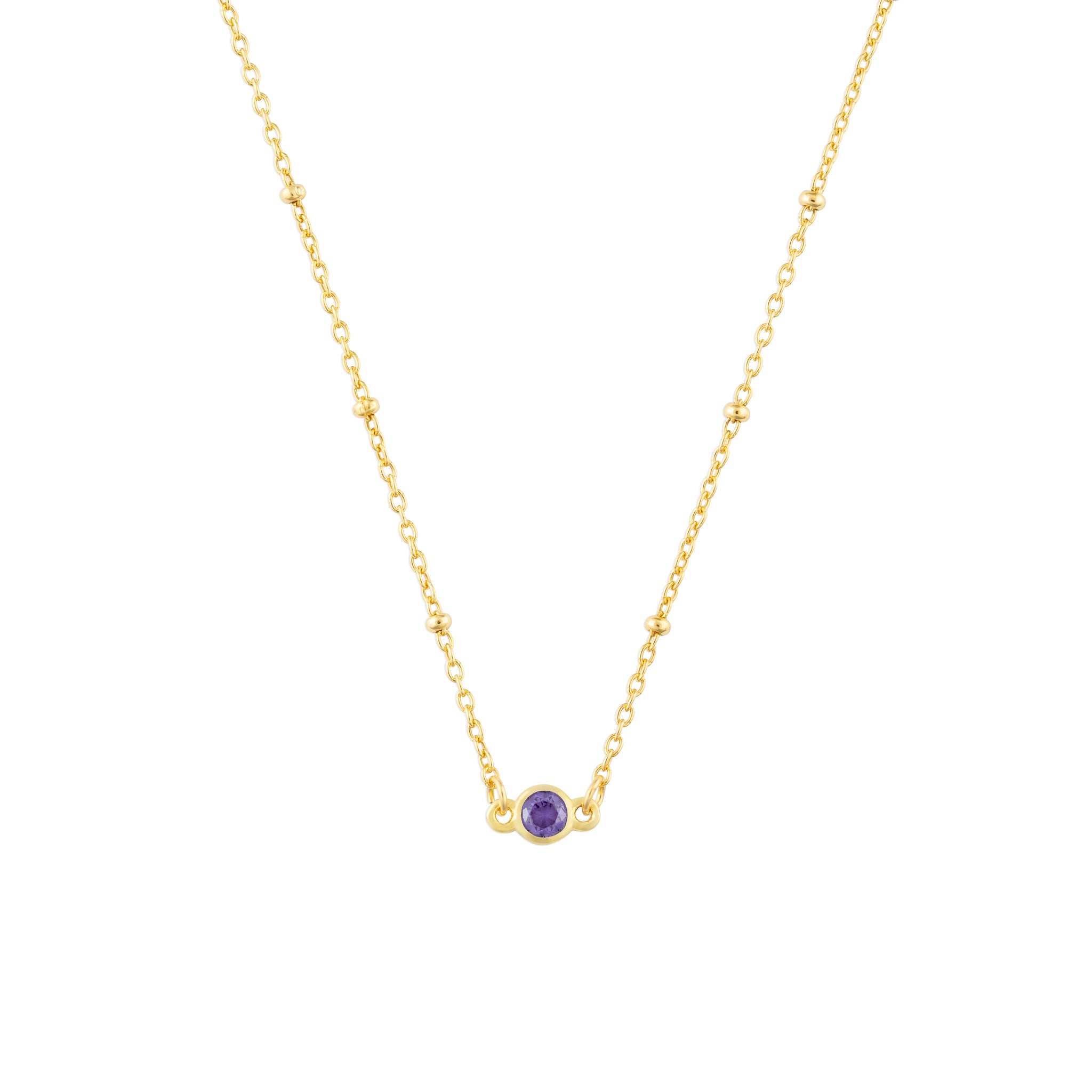 FEBRUARY BIRTHSTONE NECKLACE GOLD