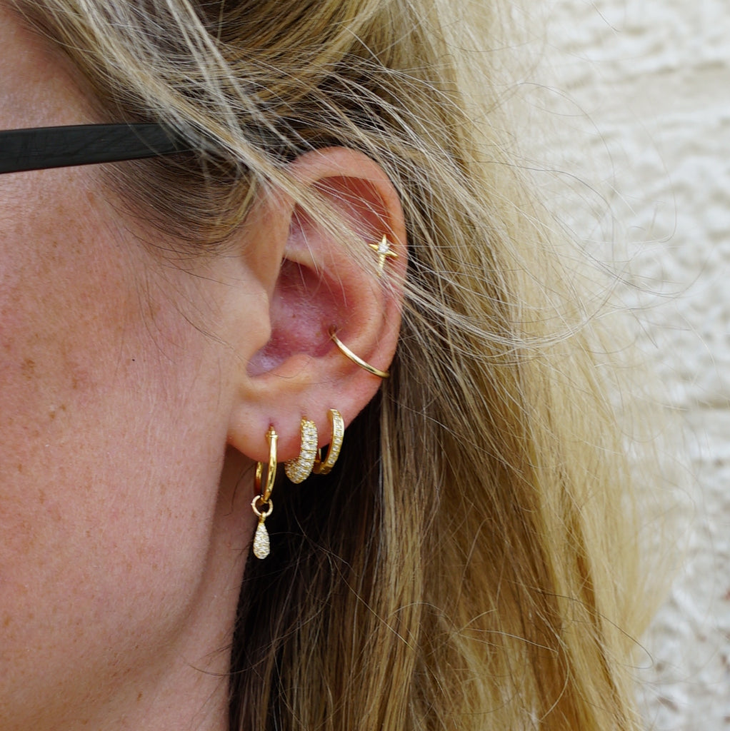 KAIA HOOP EARRINGS GOLD CZ - eff.Y.bee