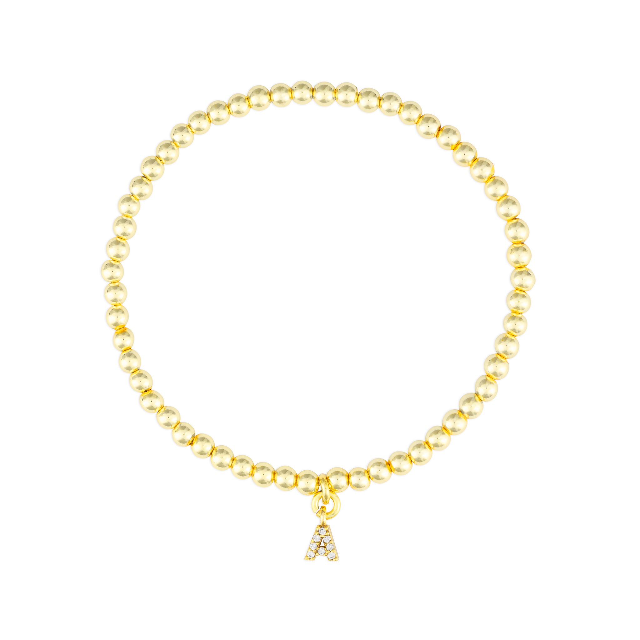 CLEAR CZ IDENTITY BRACELET GOLD - CHOOSE YOUR INITIAL